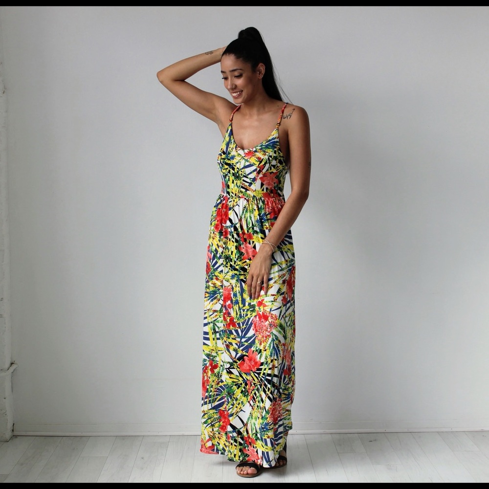 Tropical Print Maxi Dress